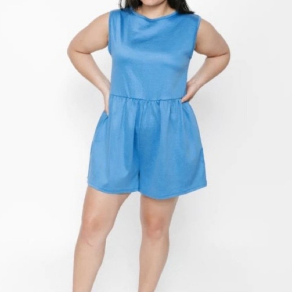 Smash + Tess The Universal Shorty Shorts Romper Blue Size XS NEW - Picture 2 of 16